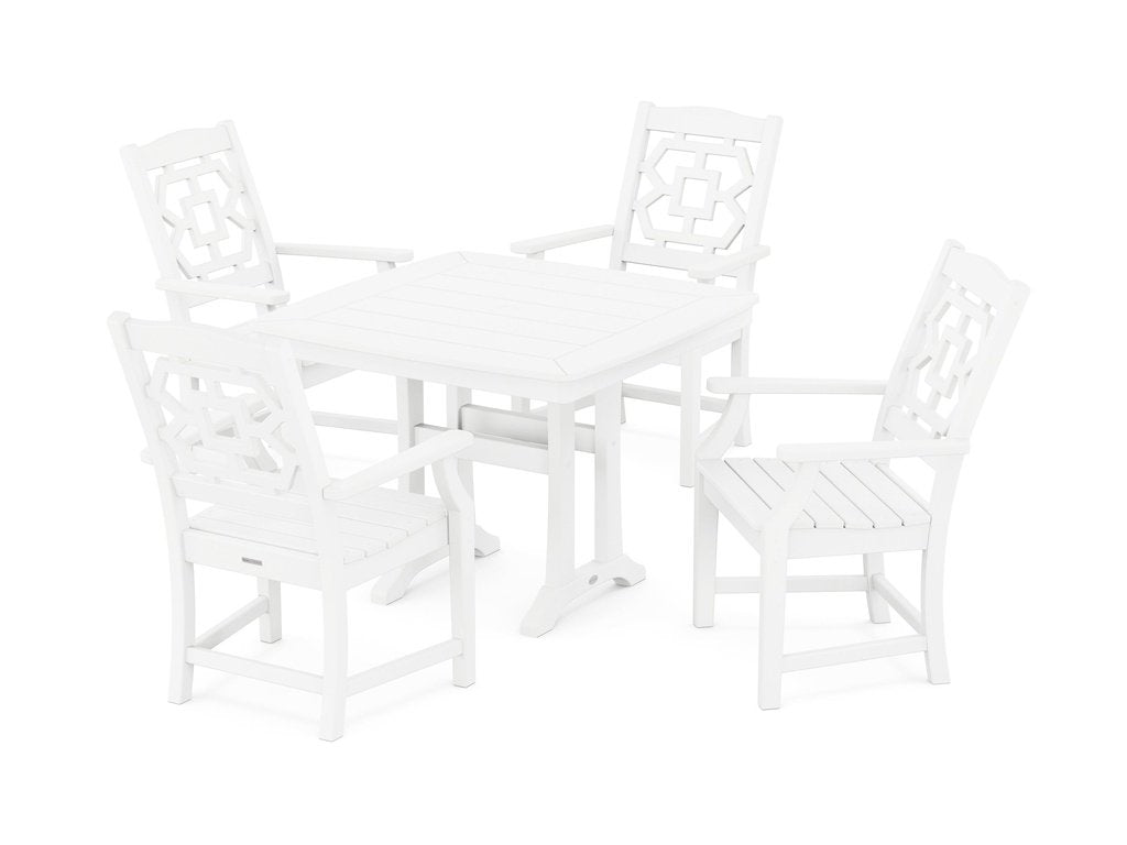 Chinoiserie 5-Piece Dining Set with Trestle Legs Photo