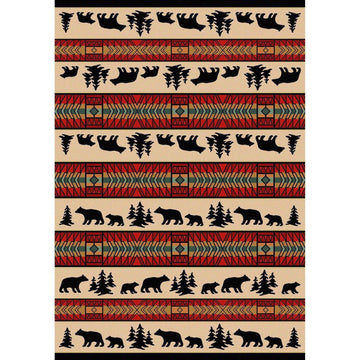 Bear Explorer - Red-CabinRugs Southwestern Rugs Wildlife Rugs Lodge Rugs Aztec RugsSouthwest Rugs