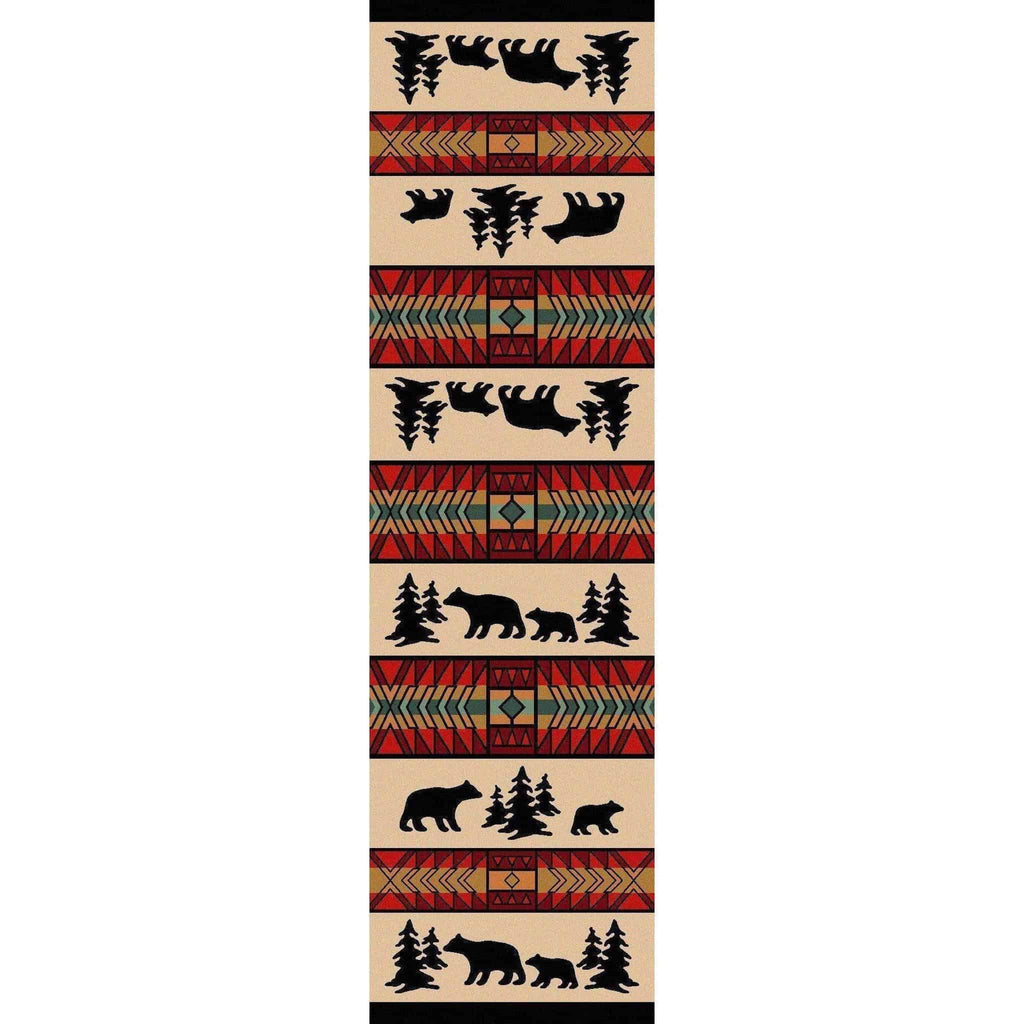 Bear Explorer - Red-CabinRugs Southwestern Rugs Wildlife Rugs Lodge Rugs Aztec RugsSouthwest Rugs