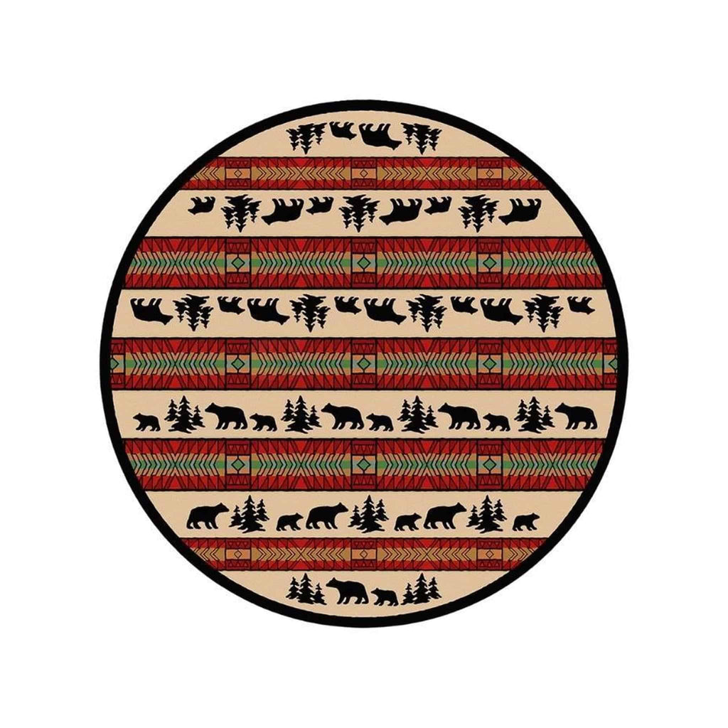 Bear Explorer - Red-CabinRugs Southwestern Rugs Wildlife Rugs Lodge Rugs Aztec RugsSouthwest Rugs