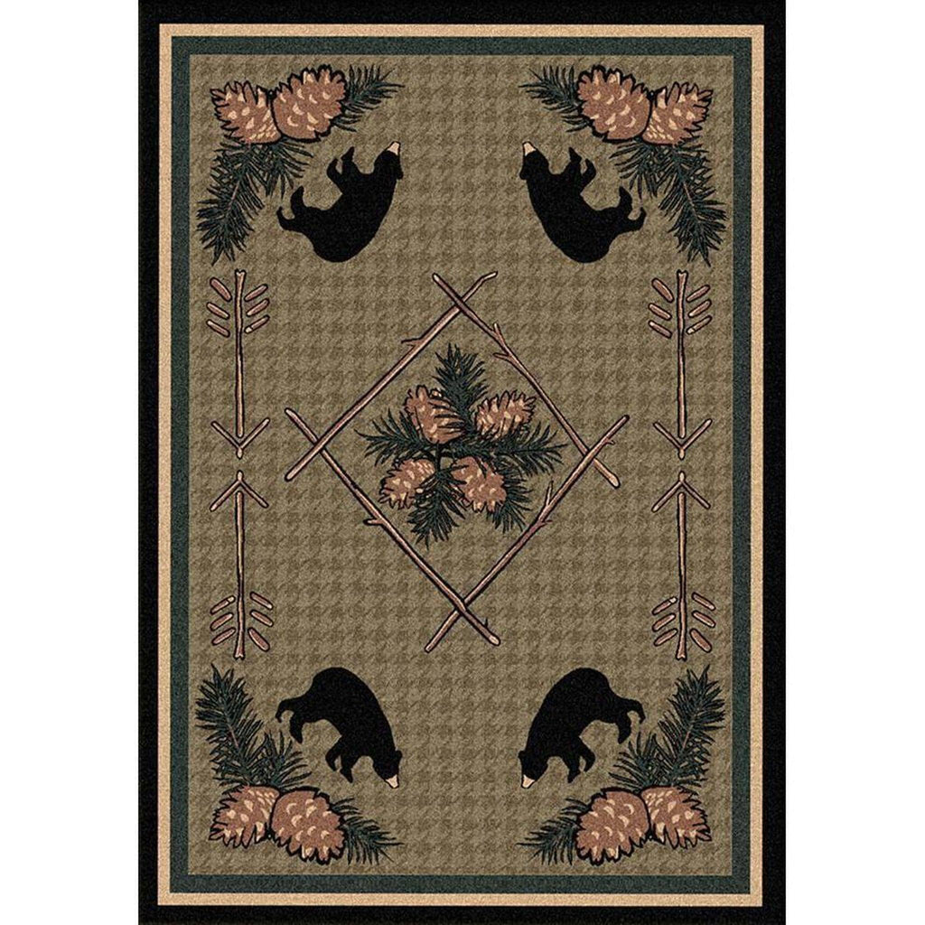 Bears & Pinecones-CabinRugs Southwestern Rugs Wildlife Rugs Lodge Rugs Aztec RugsSouthwest Rugs