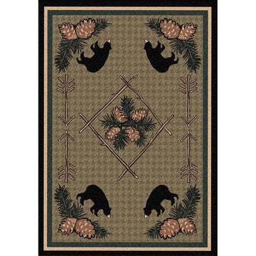 Bears & Pinecones-CabinRugs Southwestern Rugs Wildlife Rugs Lodge Rugs Aztec RugsSouthwest Rugs