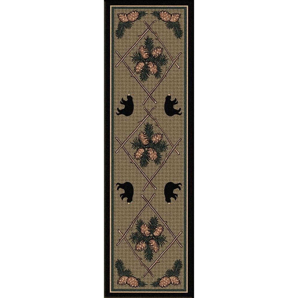 Bears & Pinecones-CabinRugs Southwestern Rugs Wildlife Rugs Lodge Rugs Aztec RugsSouthwest Rugs