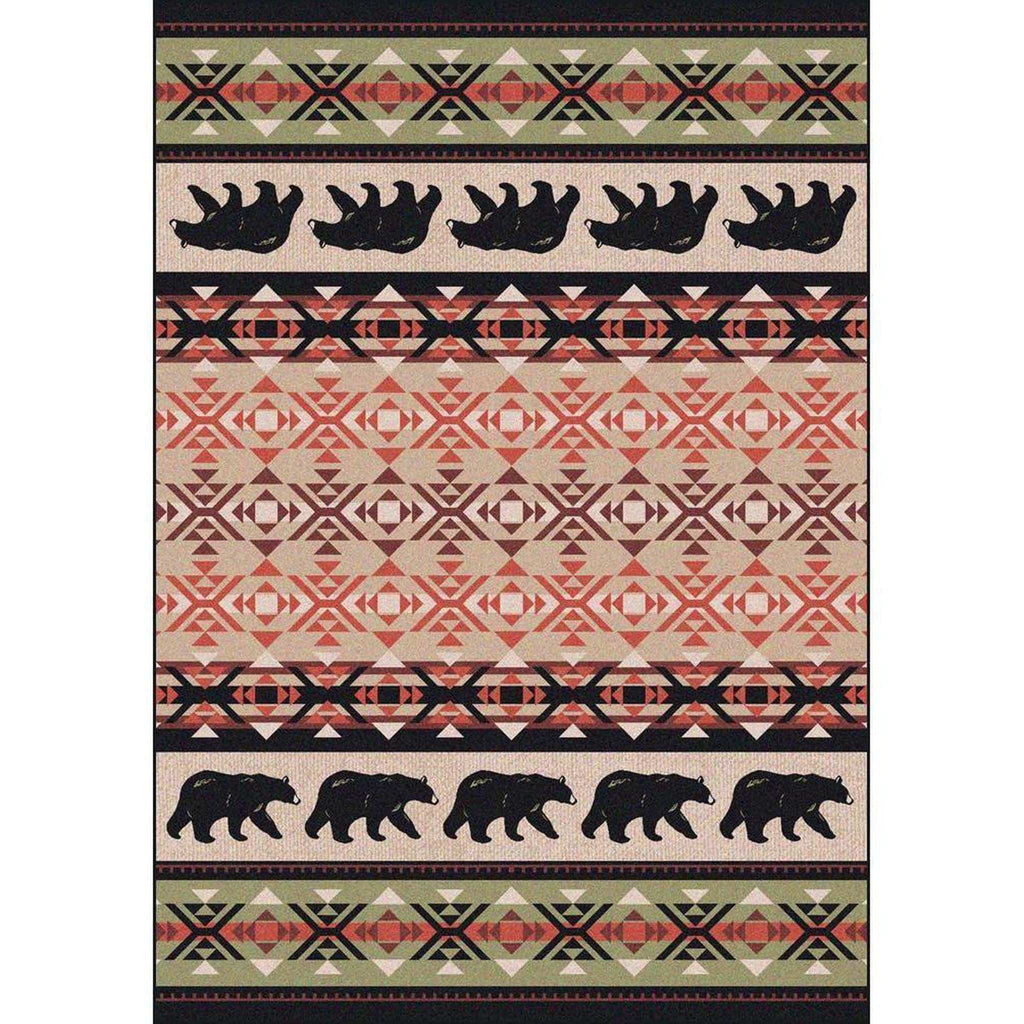 Comfy Bears - Burnt Red-CabinRugs Southwestern Rugs Wildlife Rugs Lodge Rugs Aztec RugsSouthwest Rugs