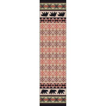 Comfy Bears - Burnt Red-CabinRugs Southwestern Rugs Wildlife Rugs Lodge Rugs Aztec RugsSouthwest Rugs