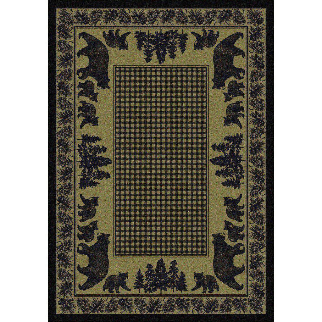 Familia Ursa - Green-CabinRugs Southwestern Rugs Wildlife Rugs Lodge Rugs Aztec RugsSouthwest Rugs