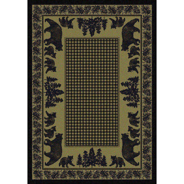 Familia Ursa - Green-CabinRugs Southwestern Rugs Wildlife Rugs Lodge Rugs Aztec RugsSouthwest Rugs