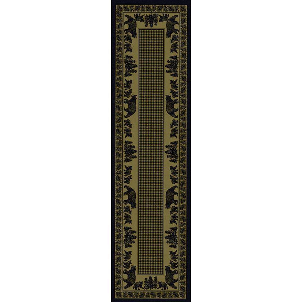 Familia Ursa - Green-CabinRugs Southwestern Rugs Wildlife Rugs Lodge Rugs Aztec RugsSouthwest Rugs