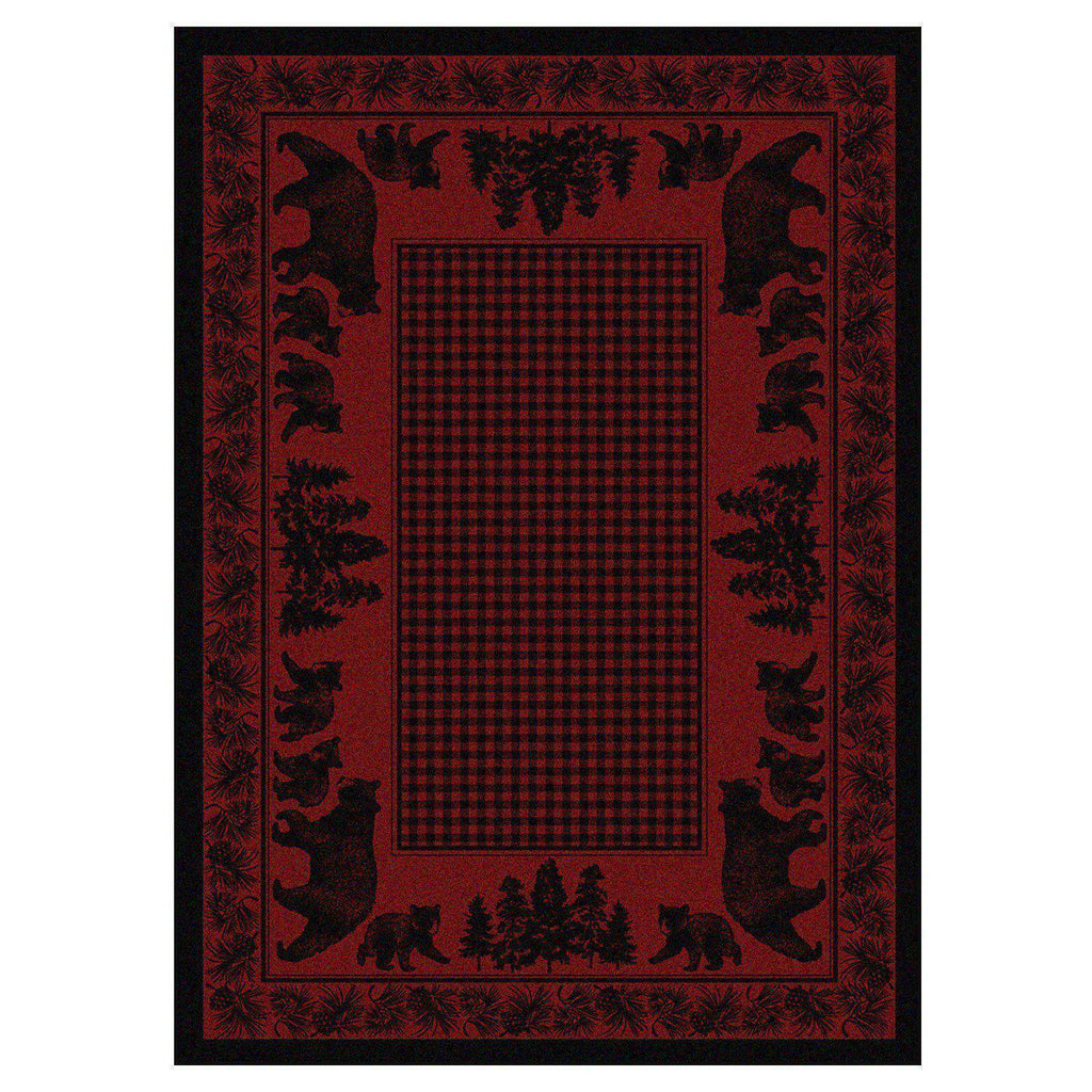 Familia Ursa - Red-CabinRugs Southwestern Rugs Wildlife Rugs Lodge Rugs Aztec RugsSouthwest Rugs