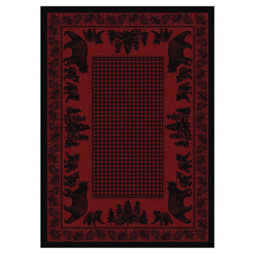 Familia Ursa - Red-CabinRugs Southwestern Rugs Wildlife Rugs Lodge Rugs Aztec RugsSouthwest Rugs