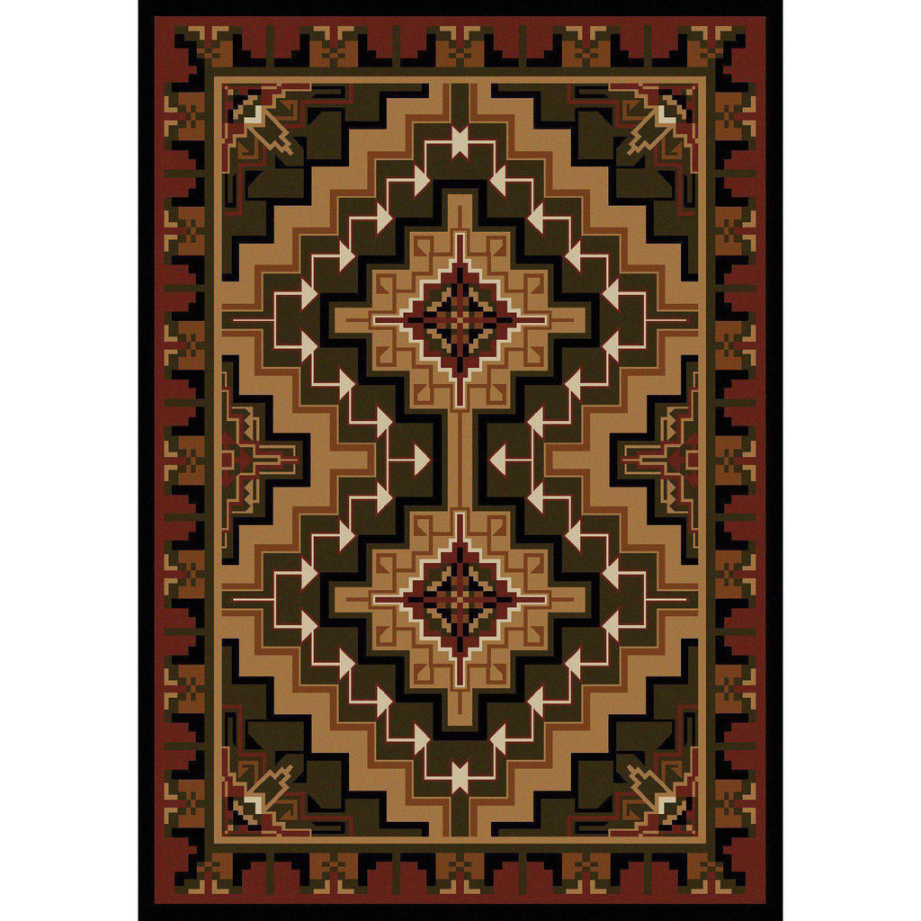 Land Of The Hills - Red-CabinRugs Southwestern Rugs Wildlife Rugs Lodge Rugs Aztec RugsSouthwest Rugs