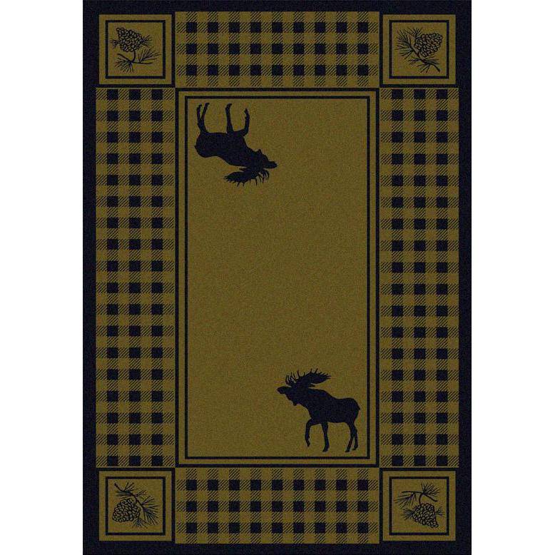 Moose Couple Refuge - Green-CabinRugs Southwestern Rugs Wildlife Rugs Lodge Rugs Aztec RugsSouthwest Rugs