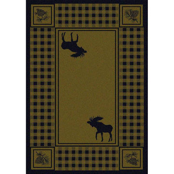 Moose Couple Refuge - Green-CabinRugs Southwestern Rugs Wildlife Rugs Lodge Rugs Aztec RugsSouthwest Rugs