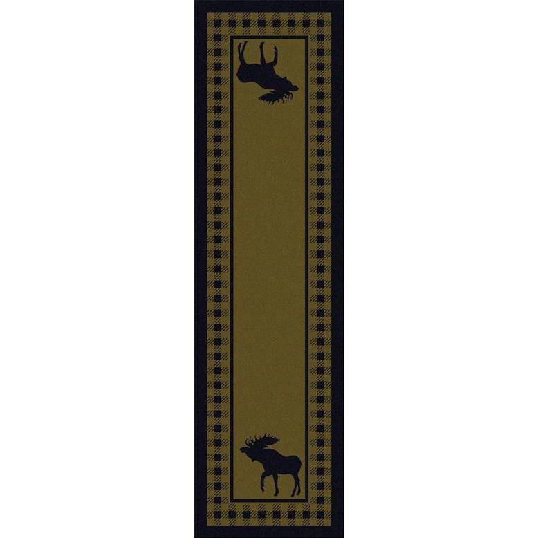 Moose Couple Refuge - Green-CabinRugs Southwestern Rugs Wildlife Rugs Lodge Rugs Aztec RugsSouthwest Rugs