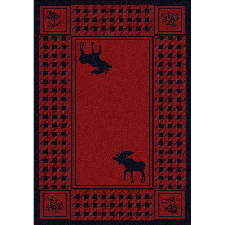 Moose Couple Refuge - Red-CabinRugs Southwestern Rugs Wildlife Rugs Lodge Rugs Aztec RugsSouthwest Rugs