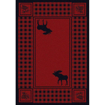 Moose Couple Refuge - Red-CabinRugs Southwestern Rugs Wildlife Rugs Lodge Rugs Aztec RugsSouthwest Rugs