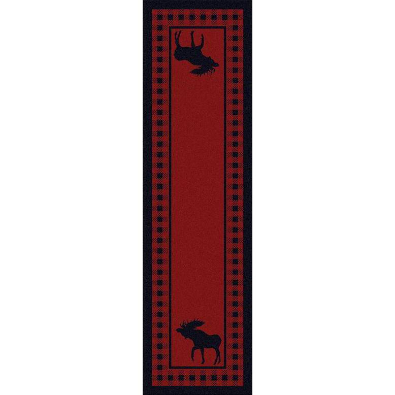 Moose Couple Refuge - Red-CabinRugs Southwestern Rugs Wildlife Rugs Lodge Rugs Aztec RugsSouthwest Rugs