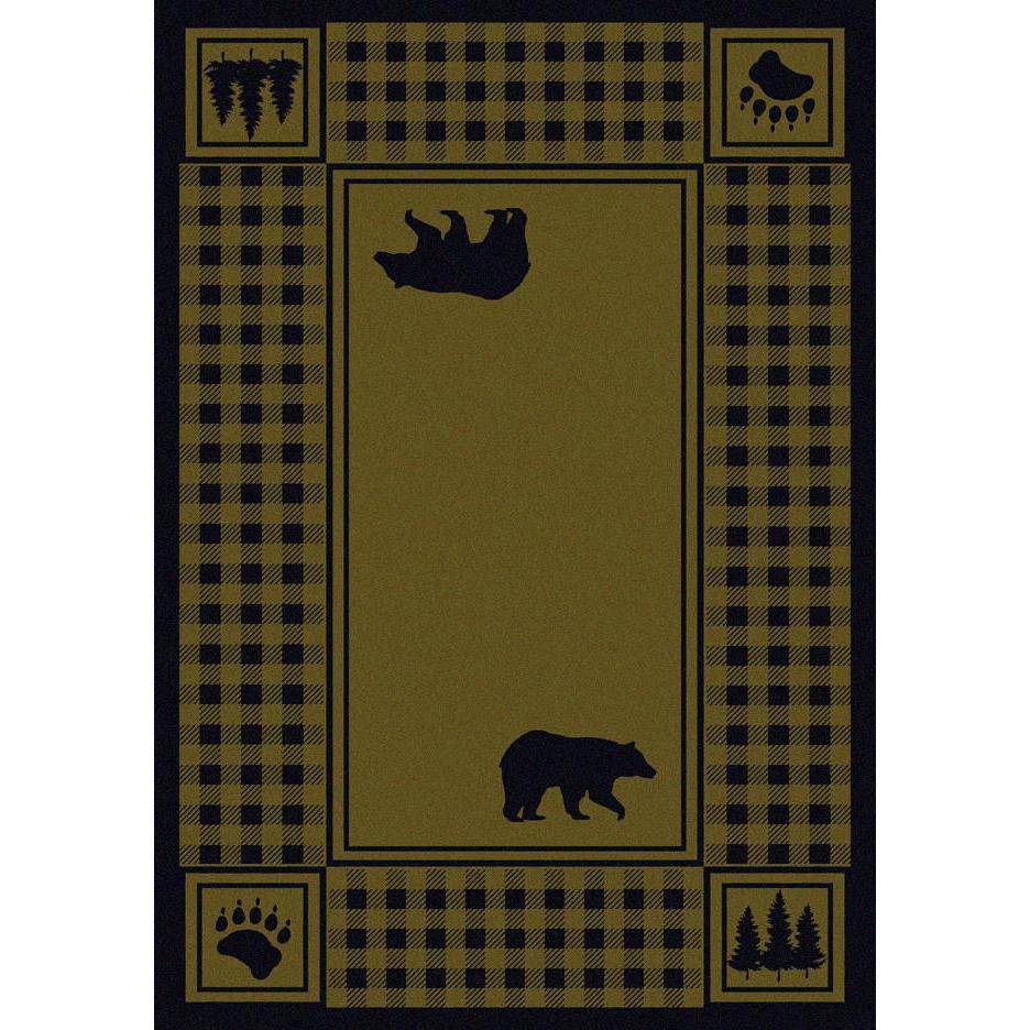 Mother Bear Refuge - Green-CabinRugs Southwestern Rugs Wildlife Rugs Lodge Rugs Aztec RugsSouthwest Rugs