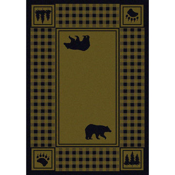 Mother Bear Refuge - Green-CabinRugs Southwestern Rugs Wildlife Rugs Lodge Rugs Aztec RugsSouthwest Rugs