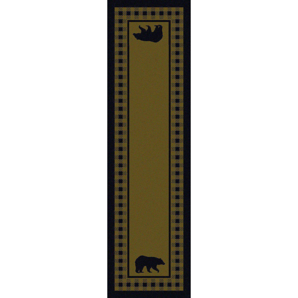 Mother Bear Refuge - Green-CabinRugs Southwestern Rugs Wildlife Rugs Lodge Rugs Aztec RugsSouthwest Rugs