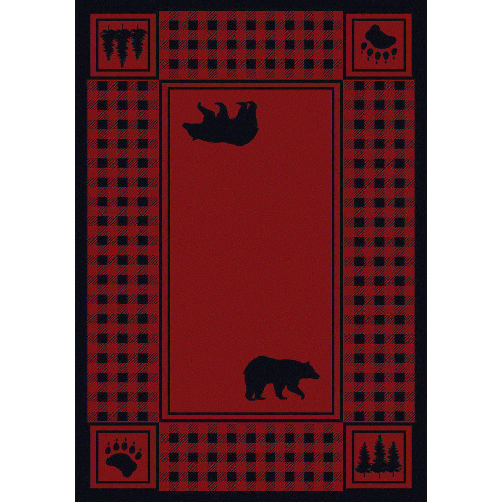 Mother Bear Refuge - Red-CabinRugs Southwestern Rugs Wildlife Rugs Lodge Rugs Aztec RugsSouthwest Rugs