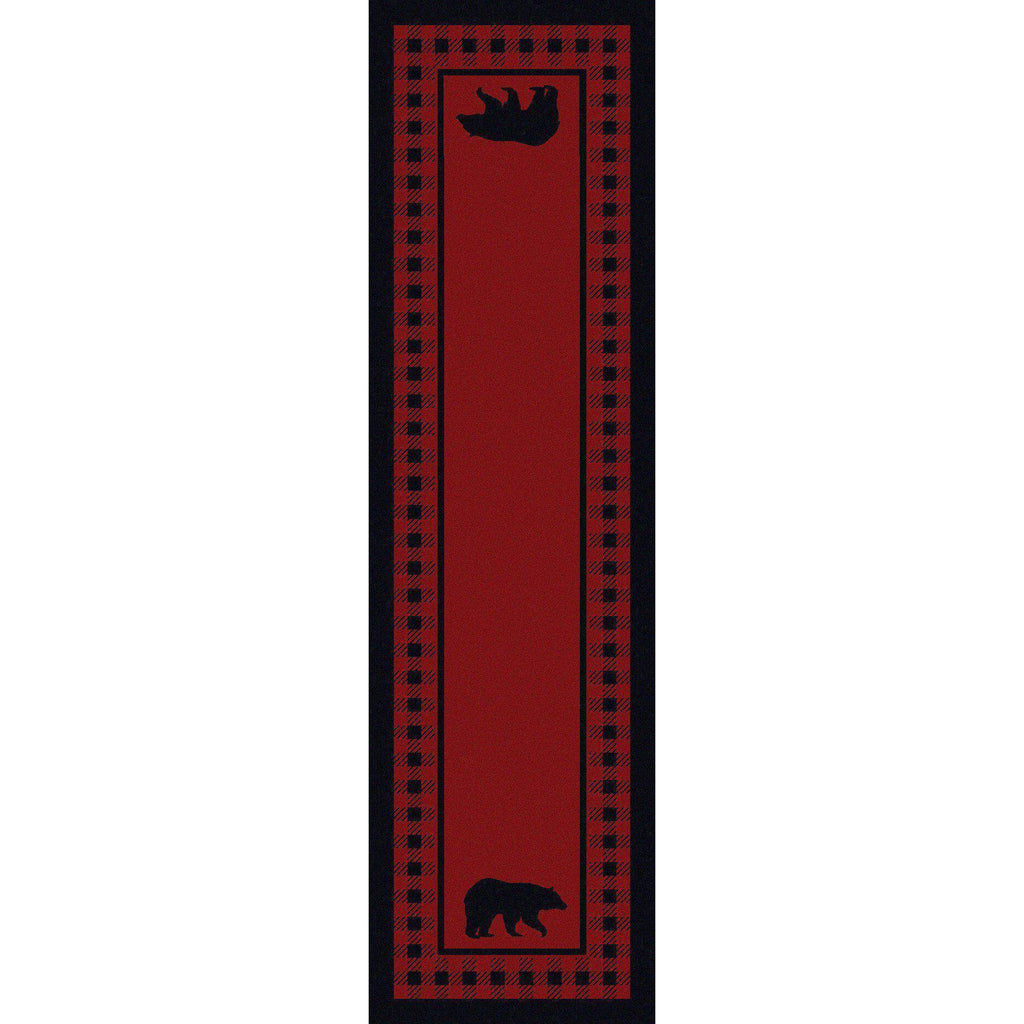 Mother Bear Refuge - Red-CabinRugs Southwestern Rugs Wildlife Rugs Lodge Rugs Aztec RugsSouthwest Rugs