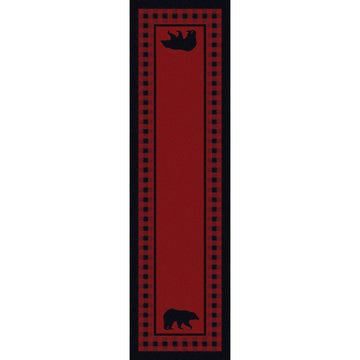 Mother Bear Refuge - Red-CabinRugs Southwestern Rugs Wildlife Rugs Lodge Rugs Aztec RugsSouthwest Rugs