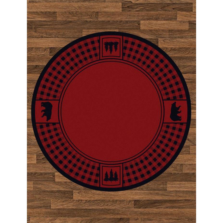 Mother Bear Refuge - Red-CabinRugs Southwestern Rugs Wildlife Rugs Lodge Rugs Aztec RugsSouthwest Rugs