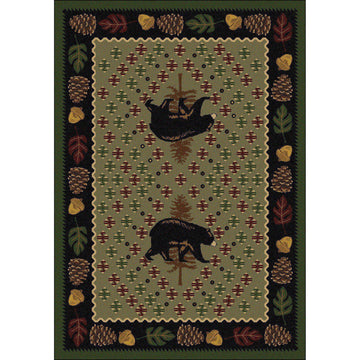 Picnic Bear - Green-CabinRugs Southwestern Rugs Wildlife Rugs Lodge Rugs Aztec RugsSouthwest Rugs