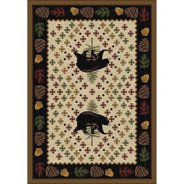 Picnic Bear - Natural-CabinRugs Southwestern Rugs Wildlife Rugs Lodge Rugs Aztec RugsSouthwest Rugs