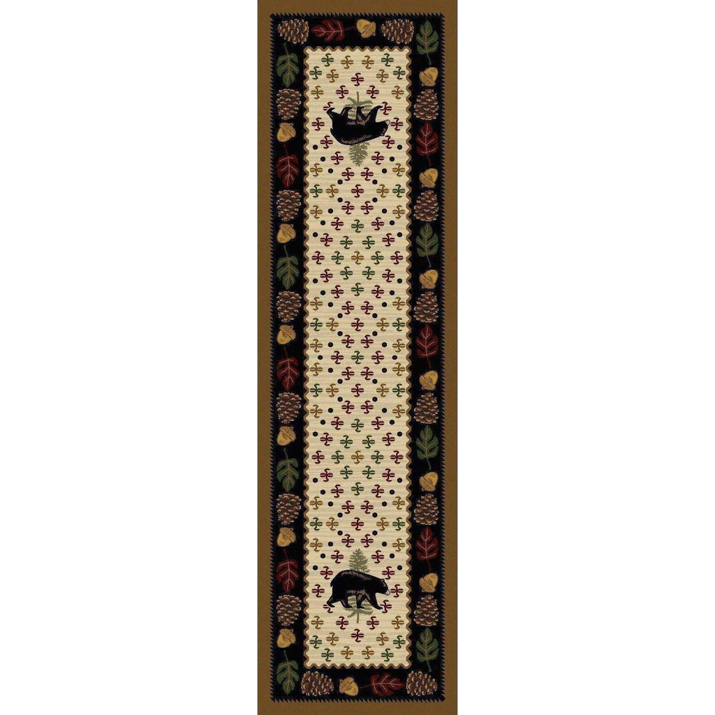 Picnic Bear - Natural-CabinRugs Southwestern Rugs Wildlife Rugs Lodge Rugs Aztec RugsSouthwest Rugs