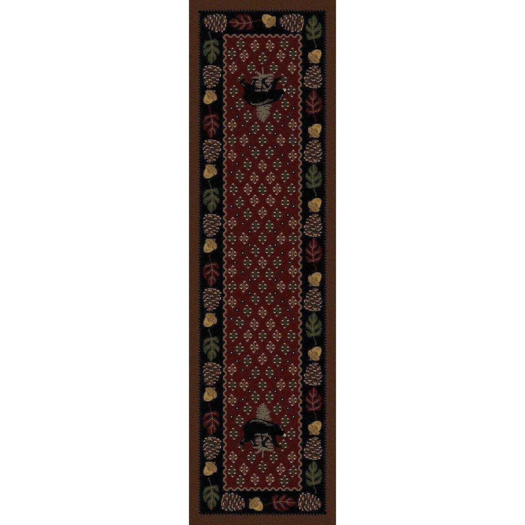 Picnic Bear - Red-CabinRugs Southwestern Rugs Wildlife Rugs Lodge Rugs Aztec RugsSouthwest Rugs