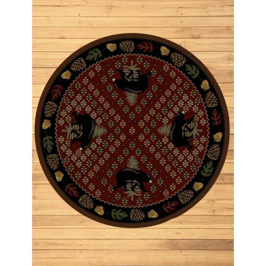 Picnic Bear - Red-CabinRugs Southwestern Rugs Wildlife Rugs Lodge Rugs Aztec RugsSouthwest Rugs