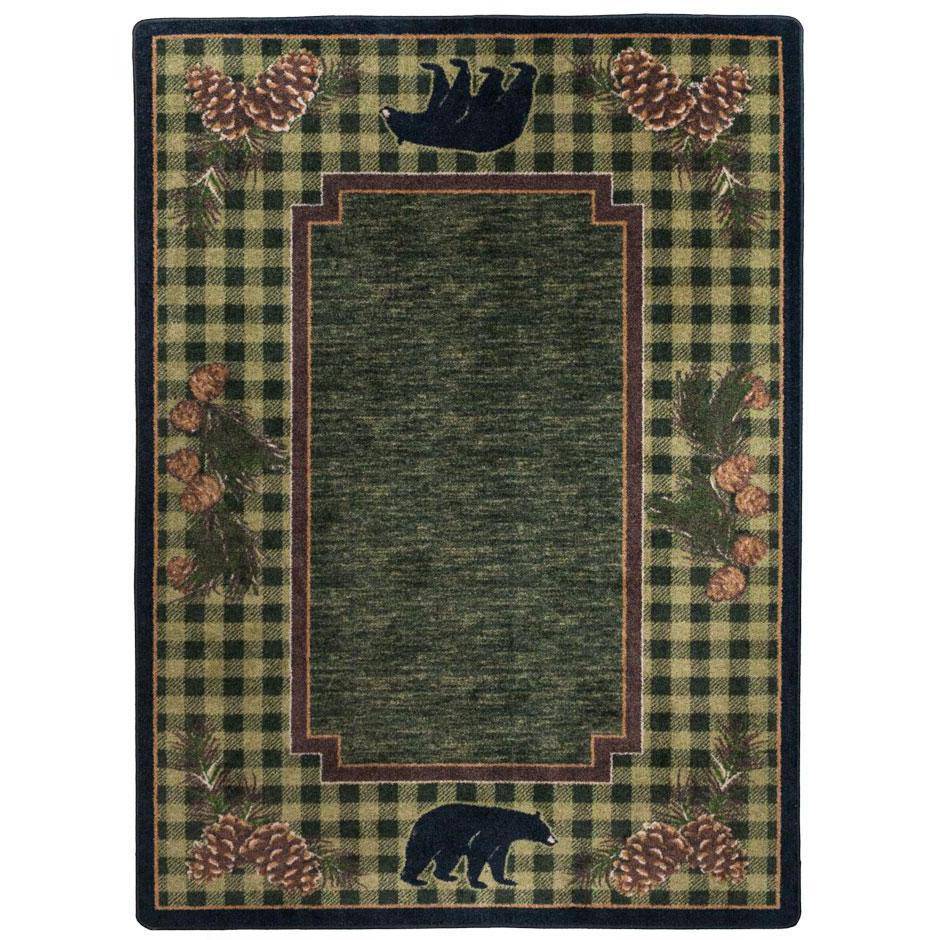 Pinecones & Bears-CabinRugs Southwestern Rugs Wildlife Rugs Lodge Rugs Aztec RugsSouthwest Rugs