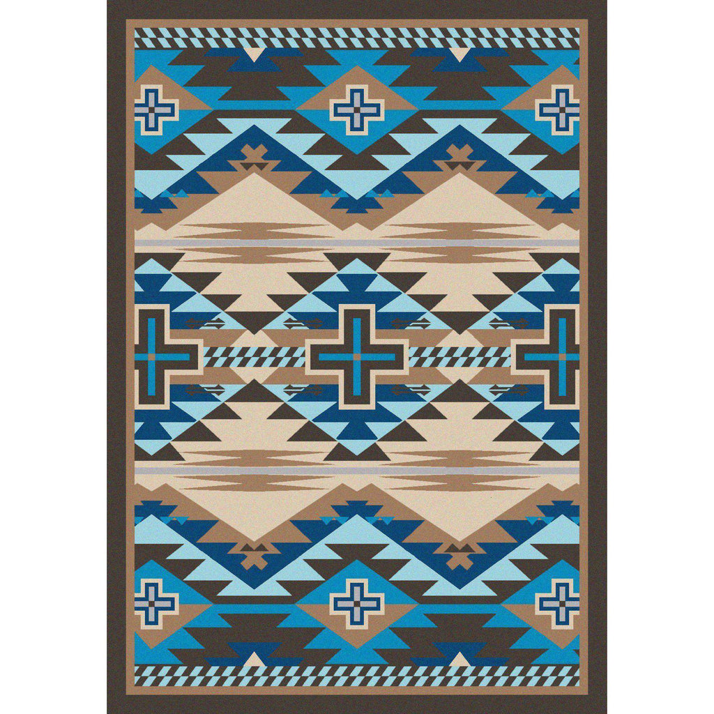 Rustic Crucifix - Turquoise Indigo-CabinRugs Southwestern Rugs Wildlife Rugs Lodge Rugs Aztec RugsSouthwest Rugs