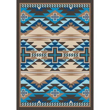 Rustic Crucifix - Turquoise Indigo-CabinRugs Southwestern Rugs Wildlife Rugs Lodge Rugs Aztec RugsSouthwest Rugs