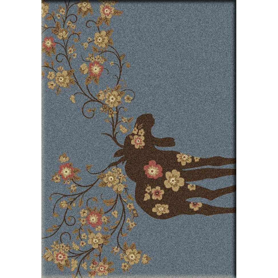 Springtime Moose - Blue-CabinRugs Southwestern Rugs Wildlife Rugs Lodge Rugs Aztec RugsSouthwest Rugs