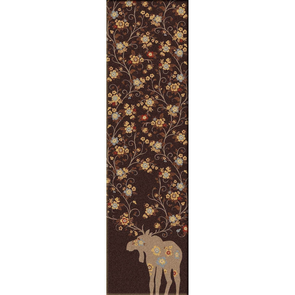 Springtime Moose - Chocolate-CabinRugs Southwestern Rugs Wildlife Rugs Lodge Rugs Aztec RugsSouthwest Rugs