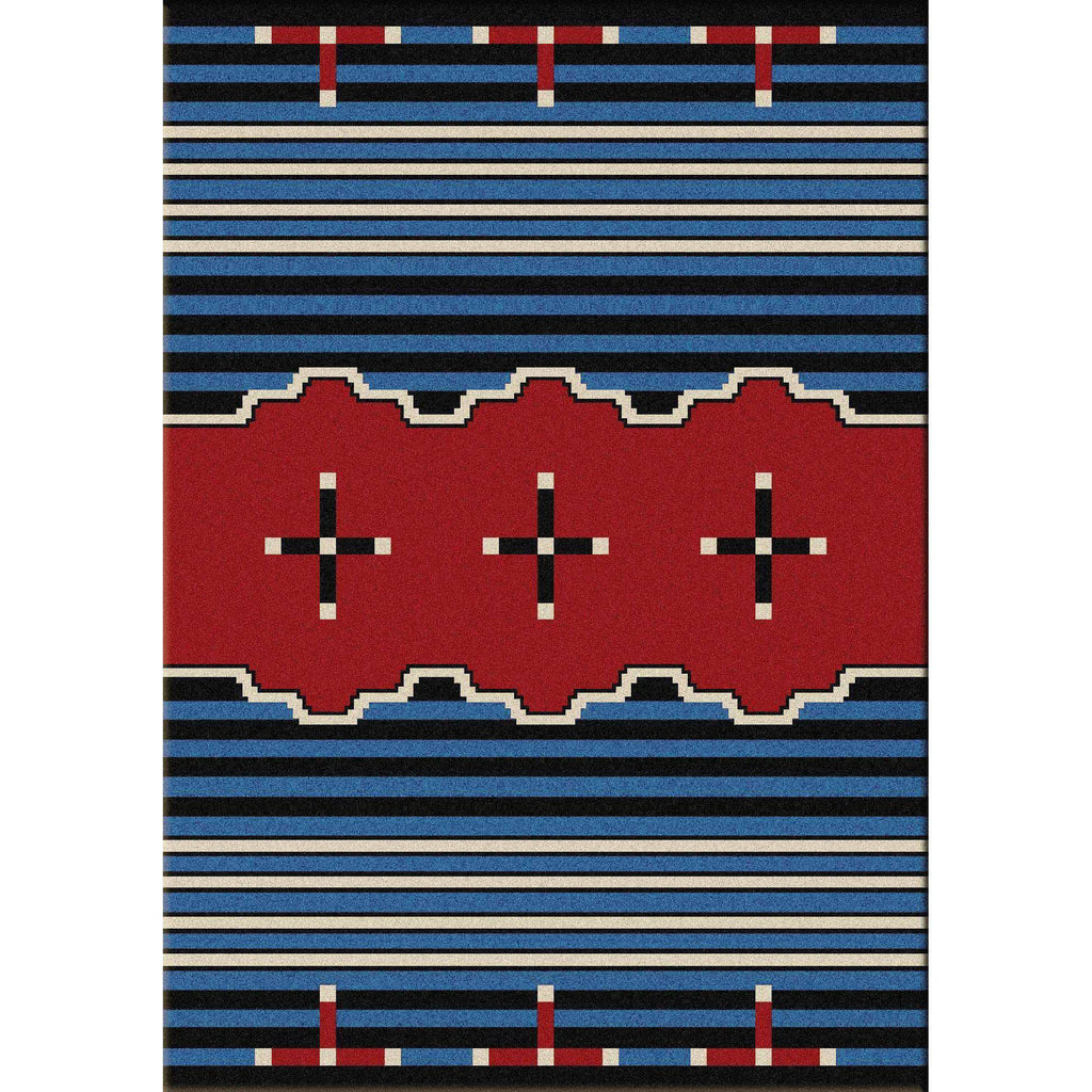 Tribe Leader - Blue-CabinRugs Southwestern Rugs Wildlife Rugs Lodge Rugs Aztec RugsSouthwest Rugs