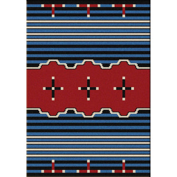 Tribe Leader - Blue-CabinRugs Southwestern Rugs Wildlife Rugs Lodge Rugs Aztec RugsSouthwest Rugs