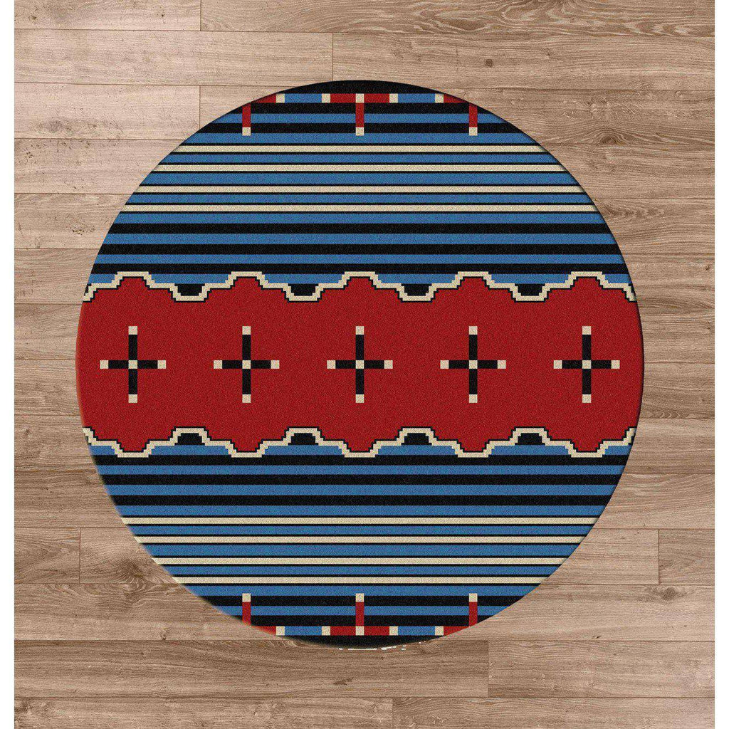 Tribe Leader - Blue-CabinRugs Southwestern Rugs Wildlife Rugs Lodge Rugs Aztec RugsSouthwest Rugs