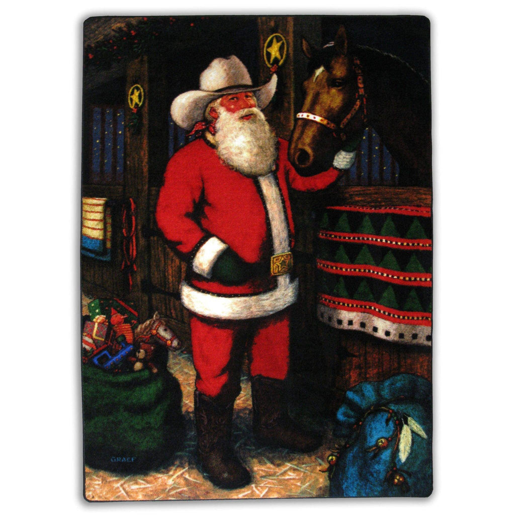 Cowboy Santa - Red-CabinRugs Southwestern Rugs Wildlife Rugs Lodge Rugs Aztec RugsSouthwest Rugs