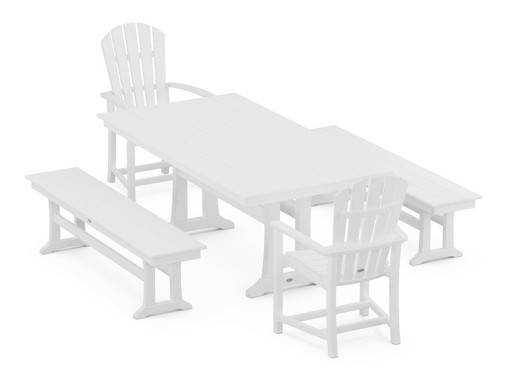 Palm Coast 5-Piece Farmhouse Dining Set With Trestle Legs Photo