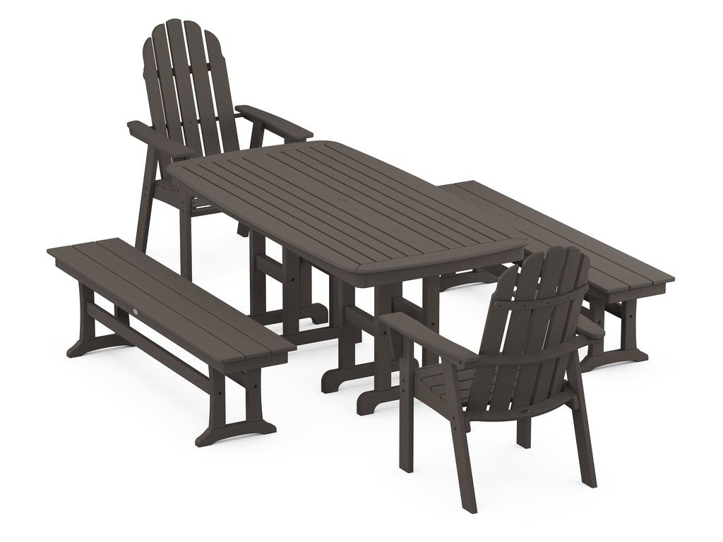 Vineyard Adirondack 5-Piece Dining Set with Benches Photo