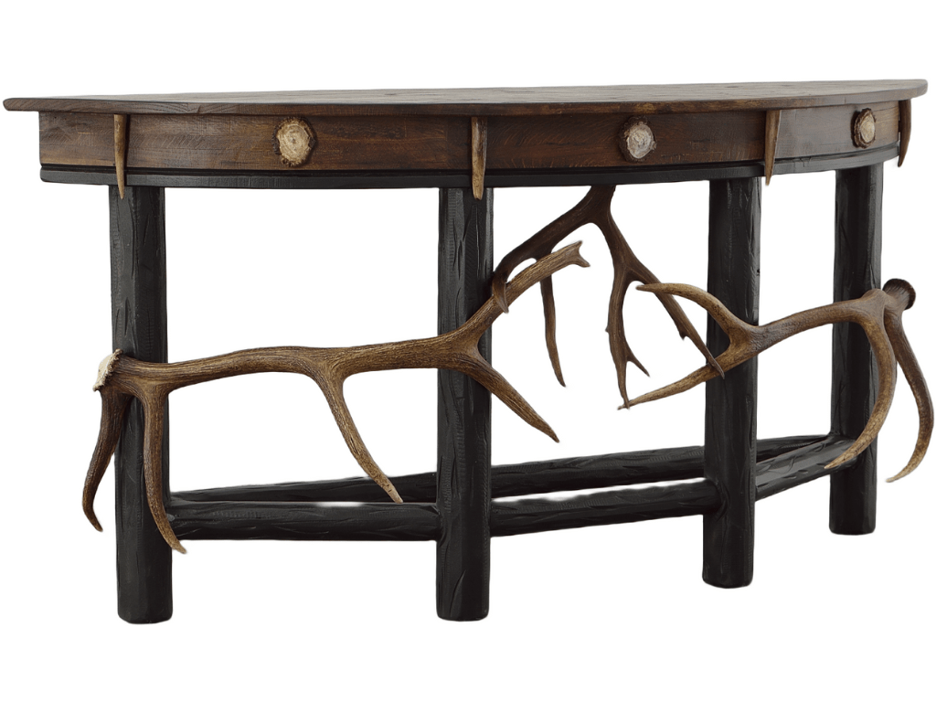 Demi Lune Oak & Antler Accent Sofa Table