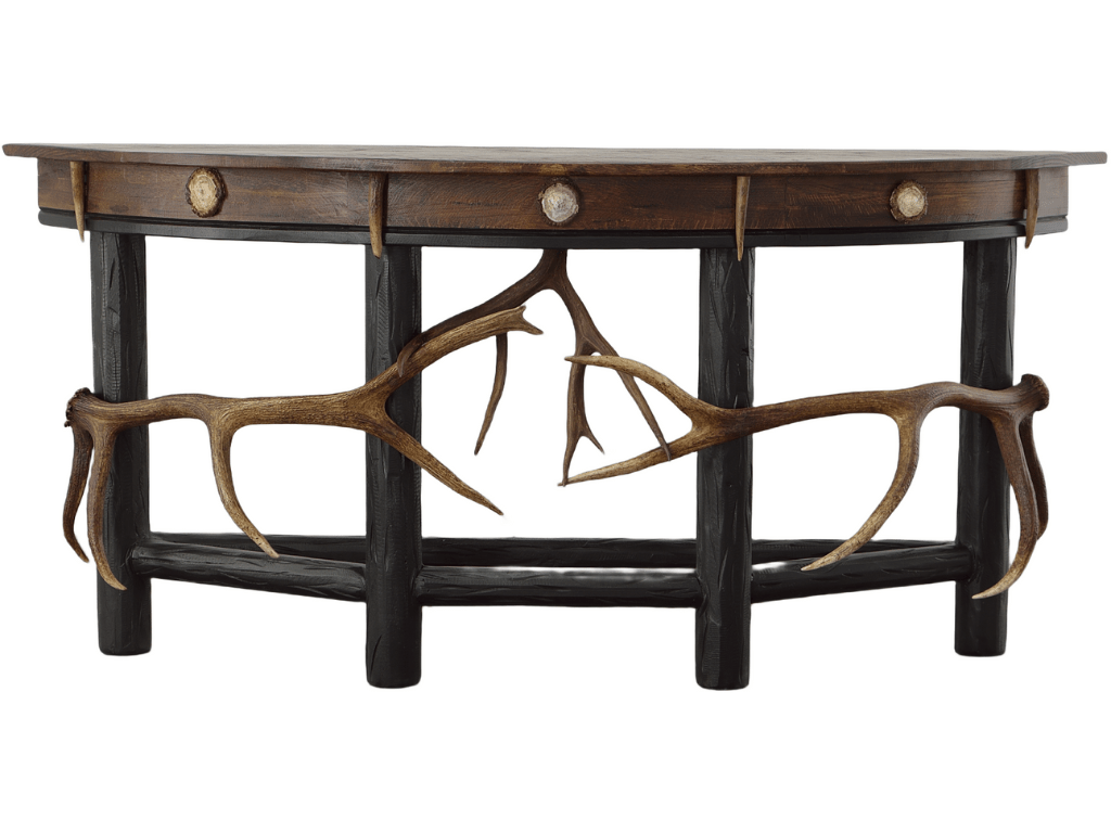 Demi Lune Oak & Antler Accent Sofa Table