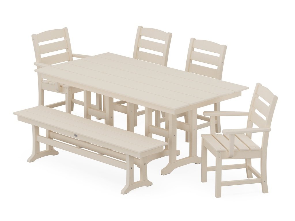 Lakeside 6-Piece Farmhouse Dining Set with Bench Photo