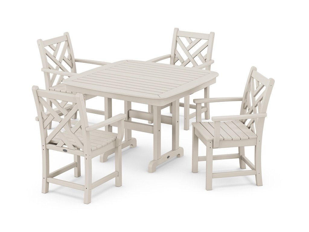 Chippendale 5-Piece Dining Set with Trestle Legs Photo