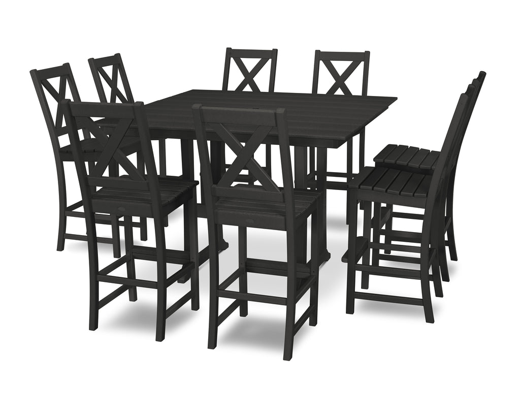 Braxton 9-Piece Farmhouse Trestle Bar Set Photo