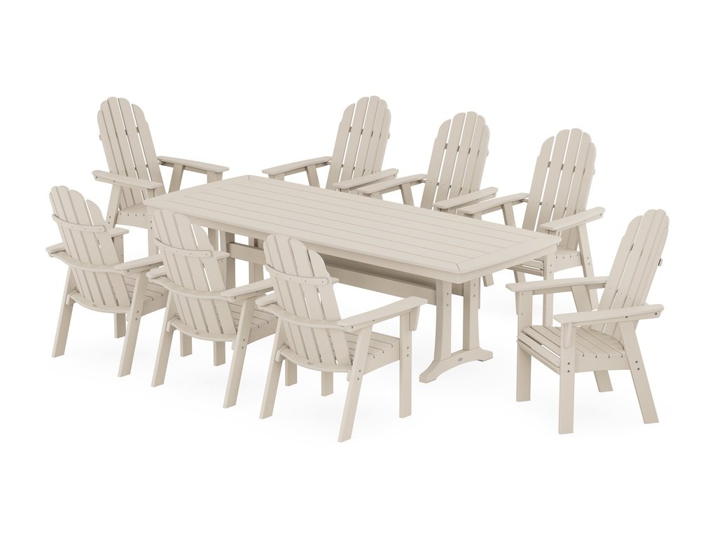 Vineyard Curveback Adirondack 9-Piece Dining Set with Trestle Legs Photo